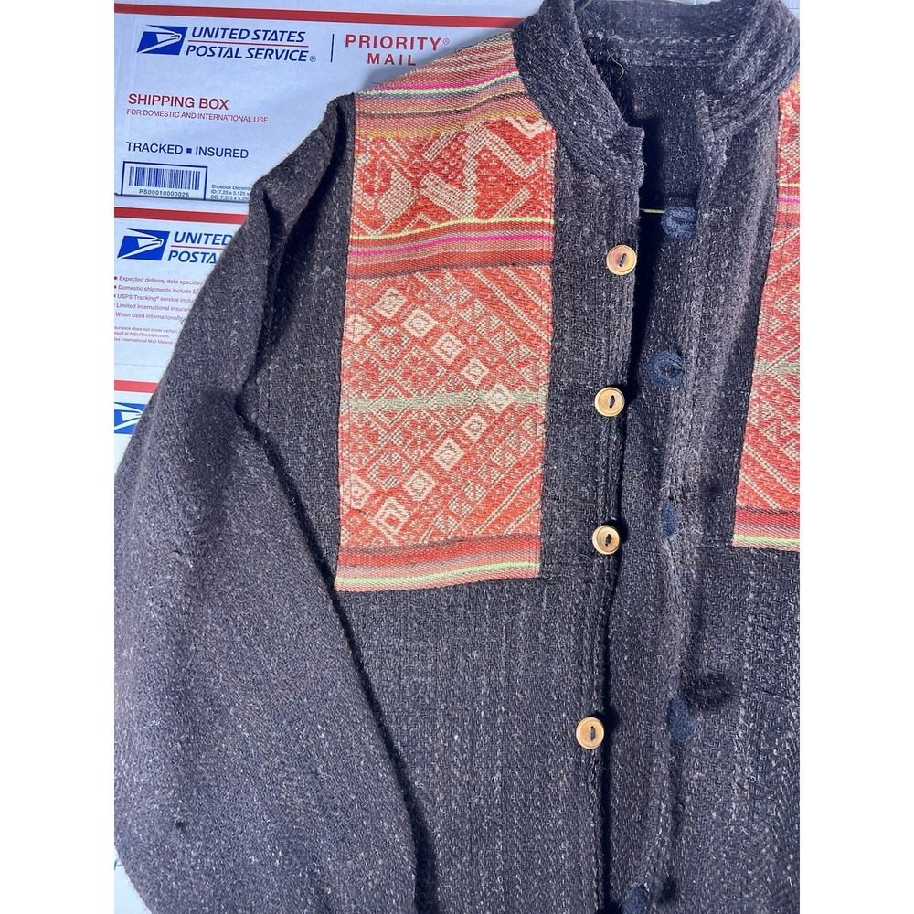 Vintage Thai Hmong Hill Tribe Coat Handwoven Indigo-dyed Ethnic‎ Textile Jacket - Picture 6 of 10